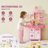 Kids Kitchen Playset, Toddler Kitchen with Cooking Stove with Steam, Sounds and Lights